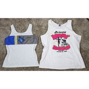Vintage 80s Dallas Texas Running Marathon Tank Tops Retro Cycling Womens Large